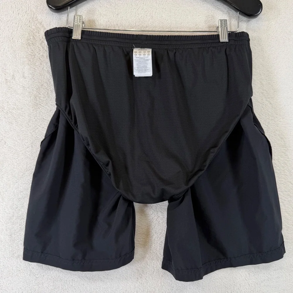 Adidas Mens Running Shorts Black on Black 3-Stripe Mesh Liner XL V11605